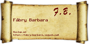 Fábry Barbara névjegykártya